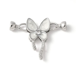 Платина Латунный паве из прозрачного кубического циркония с застежками, с эмалью, без свинца и без кадмия, долговечный, стойки покрытие, бабочка, платина, 42 мм