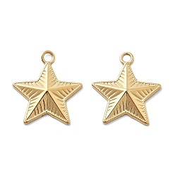 Настоящее золото 18K Вакуумное покрытие pvd 304 подвески из нержавеющей стали, звезда очарование, реальный 18 k позолоченный, 20x17.5x2.5 мм, отверстие : 2 мм