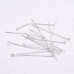 Серебро Железный штифт, без кадмия и без свинца, серебряные, 45x0.7 мм, отверстие : 2 мм, Около 6000 шт / 1000 г