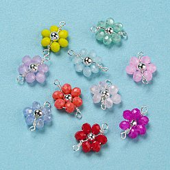 (52) Непрозрачная лаванда Подвески из латуни, со стеклом, без свинца и без кадмия, долговечный, цветок ссылку, серебряные, разноцветные, 11.5~12x8.5~9x3~3.5 мм, отверстие : 1.2 мм