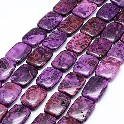 Purple Natural Crazy Lace Agate Beads Strands, Rectangle, Dyed, Purple, 25~26x18~19x6~7.5mm, Hole: 1mm, about 16pcs/strand, 15.7 inch(40cm)