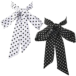 Mixed Color 2Pcs 2 Colors Chiffon Ties for Women, Polka Dot Necktie, Mixed Color, 1420~1440x25~43x0.5mm, 1pc/color