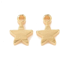 Real 24K Gold Plated Rack Plating Eco-friendly Brass Charms, Lead Free & Cadmium Free, Long-Lasting Plated, Star, Real 24K Gold Plated, 7x5x2mm, Hole: 1mm