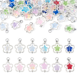 (52) Непрозрачная лаванда 50 шт. подвески из сплава и стекла, звездные подвески с латунной фурнитурой, платина, разноцветные, 23 мм