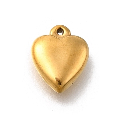 Настоящее золото 18K 304 прелести нержавеющей стали, шарма сердца, ионное покрытие (ip), реальный 18 k позолоченный, 13.5x11x4 мм, отверстие : 0.8 мм