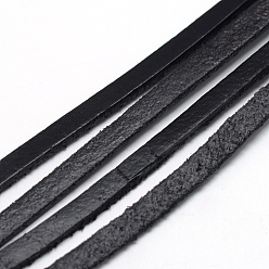 Black Leather Cords, Black, 5x2mm, about 100yards/bundle(300 feet/bundle)