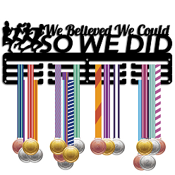 Слово Модная железная вешалка для медалей, настенная стойка для дисплея, 3-линия, с винтами, чёрные, Бег, слово, 150x400x1.5 мм