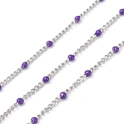 Индиго 304 бордюрные цепи с эмалевым покрытием из нержавеющей стали, с катушкой, пайки, граненые, индиговые, 2.5x2x0.8 мм, 32.80 футов / рулон (10 м / рулон)