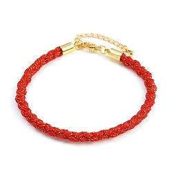 Красный 4браслеты из плетеного нейлонового шнура толщиной ⅛ дюйма, с латунными выводами и 304 застежками из лобстера из нержавеющей стали, долговечный, золотые, красные, 7-3/4 дюйм (19.7 см)