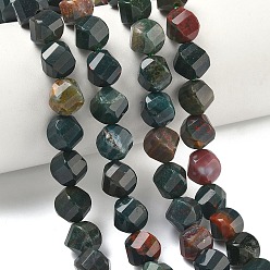 Гелиотроп Бусины из натурального гелиотропного камня / гелиотропа, граненые, твист, 10~10.5x9.5~10.5x9.5~10.5 мм, отверстие : 1 мм, около 38~40 шт / нитка, 14.96~15.35'' (38~39 см)