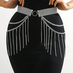 Серебро Сплав кристалл горный хрусталь многослойные кисточки талия живот цепи для женщин, серебряные, 1330 мм