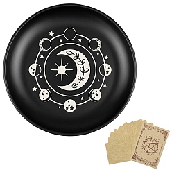 Луна Маятниковая доска из нержавеющей стали, биолокация гадальная доска, для колдовства принадлежности для викканского алтаря, с бумажной карточкой, плоско-круглые, фаза луны, 140 мм