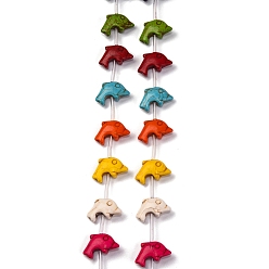 (52) Непрозрачная лаванда Синтетических нитей бирюзовые бусы, окрашенные, дельфин, разноцветные, 13x20x7 мм, отверстие : 1 мм, около 18 шт / нитка, 15.35 дюйм (39 см)