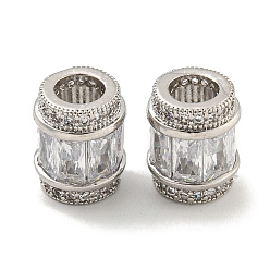 Платина Стойки обшивки латунь кубического циркония бусы, долговечный, без свинца и без кадмия, колонка, платина, 12x10 мм, отверстие : 5 мм