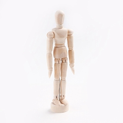 Античный Белый Незавершенная пустая деревянная марионетка, для поделки ручная роспись ремесел, старинный белый, 154x43x27 мм