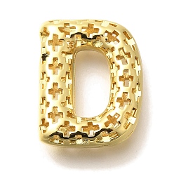 Letter D Латунные подвески, подвески с полыми буквами, стойки покрытие, долговечный, без кадмия и без свинца, Буква D, 21.5x17x6 мм, отверстие : 5x2.7 мм