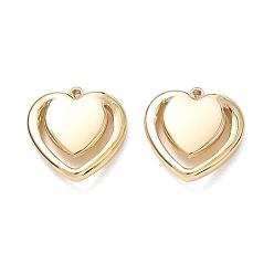 Oro 304 encantos de acero inoxidable, encantos del corazón, larga duración plateado, dorado, 15x15x3 mm, agujero: 0.6 mm