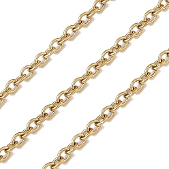 Настоящее золото 18K 304 кабельные цепи из нержавеющей стали, ионное покрытие (ip), без никеля , пайки, с катушкой, реальный 18 k позолоченный, 3.5x2.5x1 мм, около 32.81 футов (10 м) / рулон