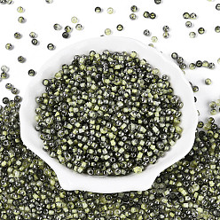 Цвет Оливы Прозрачные внутри цветные стеклянные бусины, круглые, оливковый, 4x3 мм, отверстие : 1.4~1.5 мм, о: 7500 шт / 450 г