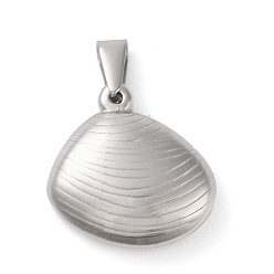 Stainless Steel Color Non-Tarnish 304 Stainless Steel Pendants, Shell Shape Charm, Stainless Steel Color, 21x21x7mm, Hole: 6.8x3.2mm