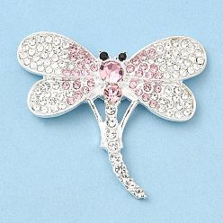 Silbern Silberfarbig Zink-Legierung Cabochons, mit Strass, Libelle, Silbern Silberfarbig, 33.5x38.5x5.5 mm