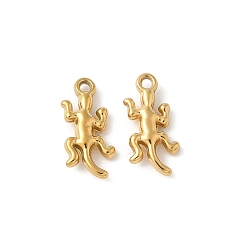 Настоящее золото 18K 304 прелести нержавеющей стали, ионное покрытие (ip), очарование геккона, реальный 18 k позолоченный, 14x7x2.5 мм, отверстие : 1.2 мм