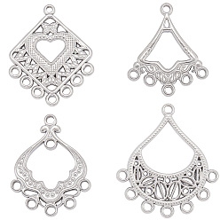 Нержавеющая Сталь Цвет 8 шт. 4 стили 304 компоненты люстры из нержавеющей стали ссылки, разнообразные, цвет нержавеющей стали, 28.5~35x24.5~31x2.5 мм, отверстие : 1.6~2.5 мм, 2 шт / стиль