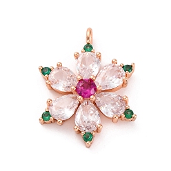 Розовое Золото Покрытие стойки латунь с подвесками из фианита, долговечный, без свинца и без кадмия, , розовое золото , 26x19.5x5 мм, отверстие : 1.8 мм