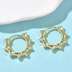 Настоящее золото 18K Латунные серьги обруча, бамбук, долговечный, без кадмия и без свинца, реальный 18 k позолоченный, 16x19x4 мм