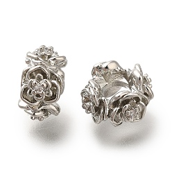 Платина Латунные микро проложить кубического циркония бусы, цветок, платина, 8.5x8.5x5 мм, отверстие : 3 мм