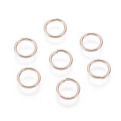 Розовое Золото 304 из нержавеющей стали открыты кольца прыжок, розовое золото , 18 датчик, 9x1 мм, Внутренний диаметр: 7 мм