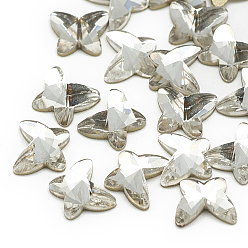 Crystal DIY Flat Back K9 Glass Rhinestone Cabochons, Random Color Back Plated, Faceted, Butterfly, Crystal, 5~6x5x2mm
