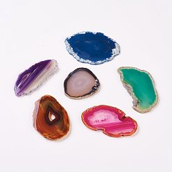 Mixed Color Natural Slice Agate Cabochons, Nuggets, Dyed, Mixed Color, 48~80x30~65x3~4mm
