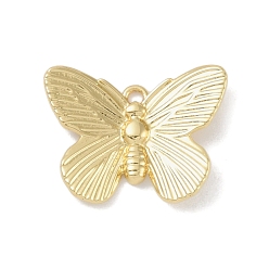 Настоящее золото 18K Стойки обшивки латунные подвески, долговечный, без свинца и без кадмия, бабочка, реальный 18 k позолоченный, 15x18.5x2.5 мм, отверстие : 1.2 мм