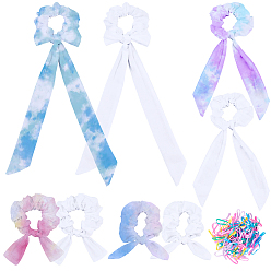 Белый 12шт. 4 виды хлопковых резинок для волос, бантом, аксессуары для волос для женщин и девочек, с 1шт. одноразовых эластичных резинок для волос, белые, 90~235x105~150x11~16 мм, 3 шт / стиль