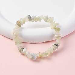 Новый Нефрит Унисекс чип натуральный новый нефритовый браслет из бисера стрейч, внутренний диаметр: 1-3/4~2 дюйм (4.5~5 см)