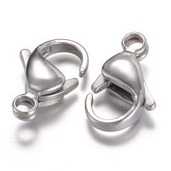 Stainless Steel Color Tarnish Resistant 304 Stainless Steel Lobster Claw Clasps, Stainless Steel Color, 15x9x4.5mm, Hole: 2mm