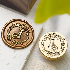 Letter J Золотая восковая печать, латунная головка штампа, цветок с буквенным узором, для сургучной печати, буква J, 24x14 мм, внутренний диаметр: 7 мм