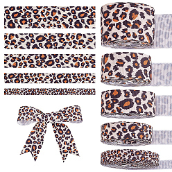 (52) Непрозрачная лаванда 5 рулоны 5 стили 5 ярдовые полиэстеровые ленты, рисунок для леопарда, разноцветные, 3/8~1-1/2 дюйм (10~38 мм), около 5.00 ярдов (4.57 м) / рулон, 1 рулон / стиль