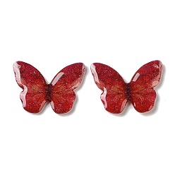 Red Trsnaprent Epoxy Resin Pendants, Butterfly Charms, with Glitter Powder, Red, 22x29.5x3mm, Hole: 1.2mm