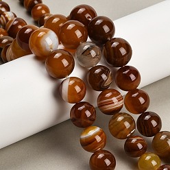 Перу Нити из натуральных полосчатых бусин агата, окрашенная и подогревом, круглые, класс А, Перу, 6~16 мм, отверстие : 0.8 мм, около 39 шт / нитка, 16.54'' (42 см)