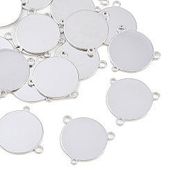 Platinum SHEGRACE Brass Chandelier Component Links, Flat Round Links, Nickel Free, Long-Lasting Plated, Platinum, 18x19x1mm, Hole: 1.2mm & 1.8mm