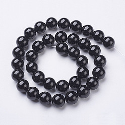 Black Onyx Natural Black Onyx Round Beads Strands, Grade A, Dyed, about 10mm, Hole: 1mm, about 37~39pcs/strand, 15 inch