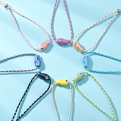 (52) Непрозрачная лаванда 5шт. браслеты-слайдеры из фарфоровых бусин ручной работы в виде рыб для женщин, с хлопком шнур, разноцветные, 11.02 дюйм (28 см)