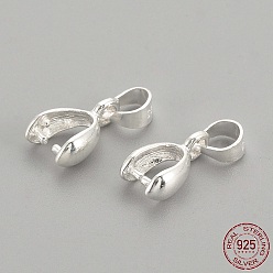 Silver 925 Sterling Silver Pendants, Ice Pick & Pinch Bails, with 925 Stamp, Silver, 10x5.5x3.5mm, Hole: 4x3mm