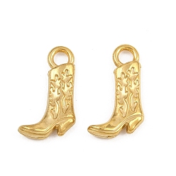 Real 20K Gold Plated 304 подвески из нержавеющей стали, ботинок с подвеской в виде цветочного узора, ионное покрытие (ip), реальный 20 k позолоченный, 21x12.5x3.3 мм, отверстие : 3.2x2.9 мм