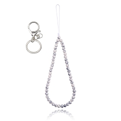 Синтетическая Бирюза Брелок из синтетической бирюзы и железного сплава с застежкой в виде клешней, с оплеткой нейлоновой нити, 27~27.5 см