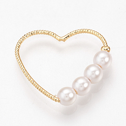 Настоящее золото 18K Латунные соединительные колечки, без никеля , реальный 18 k позолоченный, сердце, золотые, 19x21x4 мм