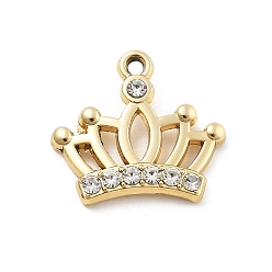Золотой Подвески из сплава и страза, УФ-покрытием, корона, золотые, 18.5x20.5x3 мм, отверстие : 1.6 мм