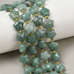 Зеленый Авантюрин Естественный зеленый авантюрин бисер нитей, толстая звезда, с бисером, 9~9.5x10x6 мм, отверстие : 0.8~0.9 мм, около 35 шт / нитка, 14.72~15'' (37.4~38.1 см)